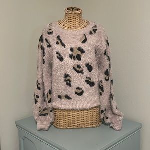 NWT ee:some Pink Leopard Print Sweater, Sz. M